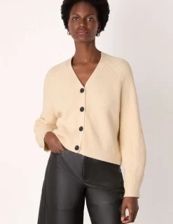 Pure Cotton Button Front Cropped Cardigan