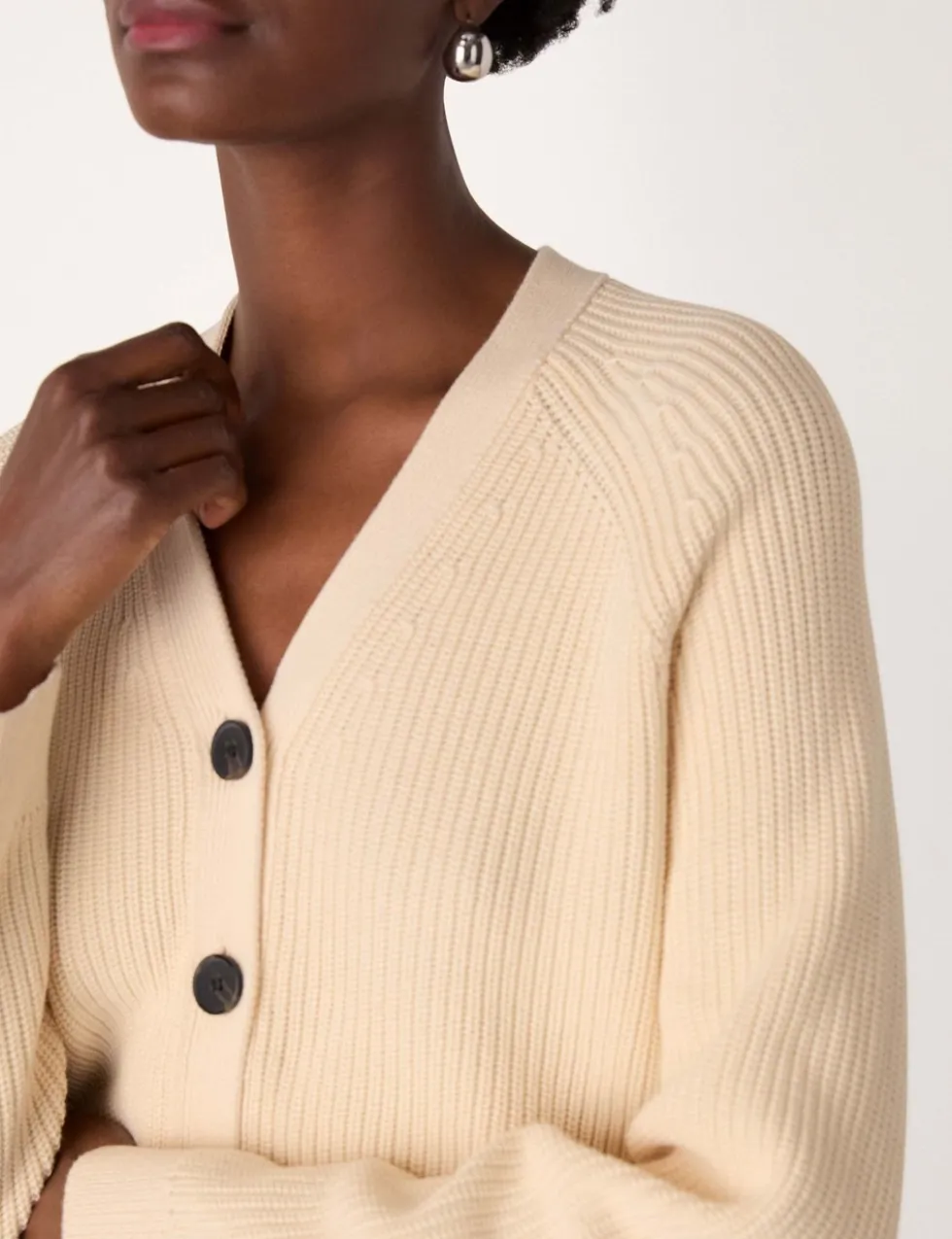 Pure Cotton Button Front Cropped Cardigan