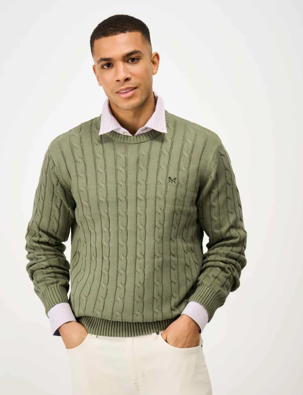 Pure Cotton Cable Crew Neck Jumper