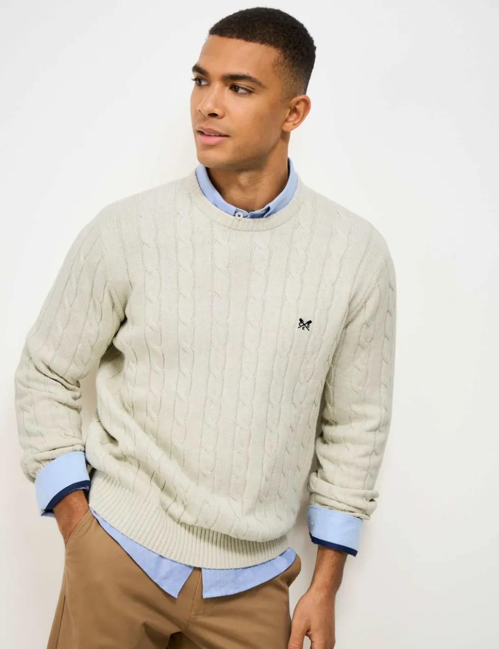 Pure Cotton Cable Crew Neck Jumper