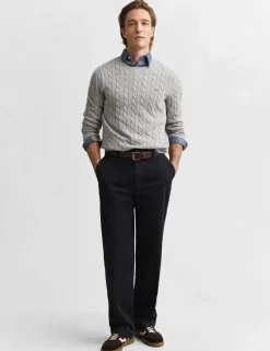 Pure Cotton Cable Crew Neck Jumper