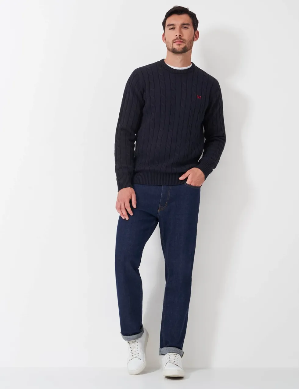 Pure Cotton Cable Crew Neck Jumper