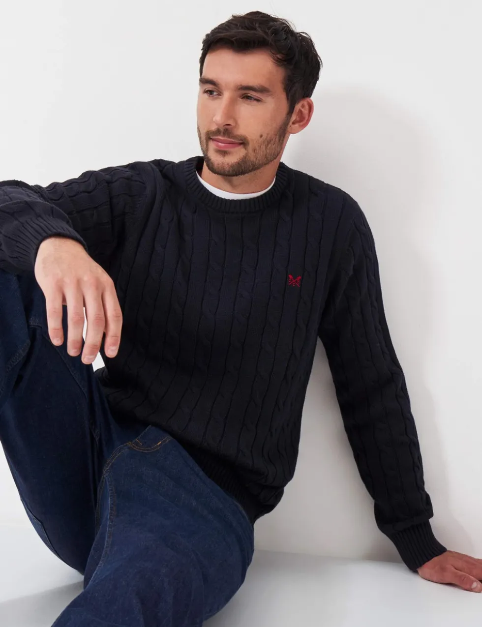 Pure Cotton Cable Crew Neck Jumper