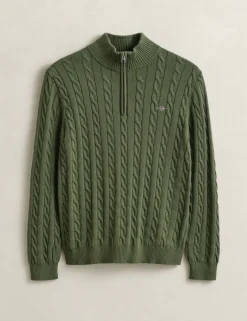 Pure Cotton Cable Half Zip Jumper