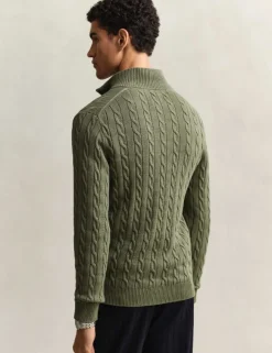 Pure Cotton Cable Half Zip Jumper