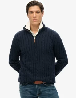 Pure Cotton Cable Half Zip Jumper
