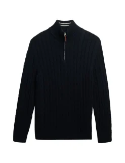 Pure Cotton Cable Half Zip Jumper