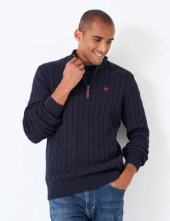 Pure Cotton Cable Half Zip Jumper