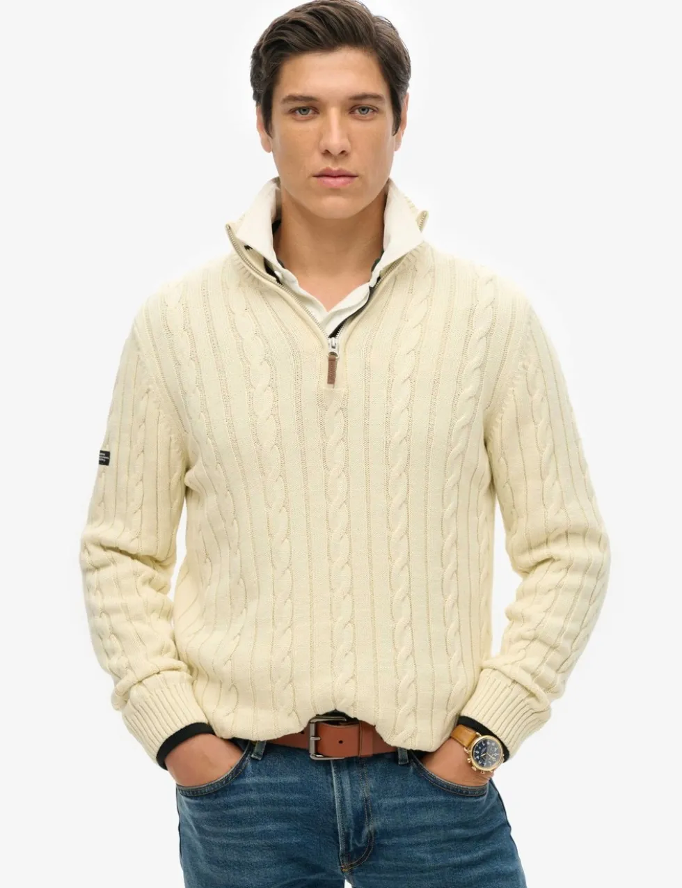 Pure Cotton Cable Half Zip Jumper