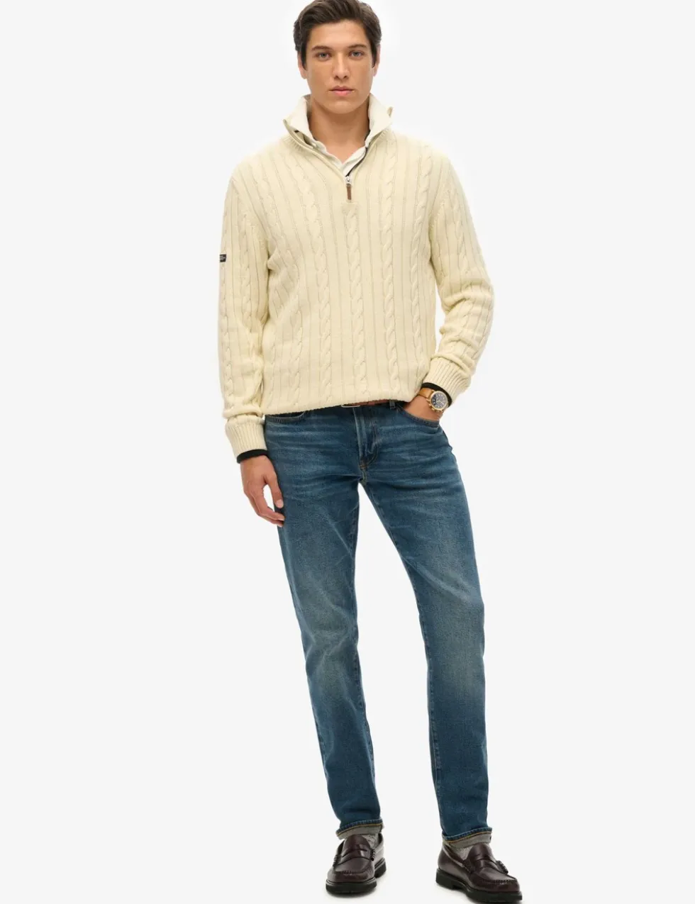 Pure Cotton Cable Half Zip Jumper