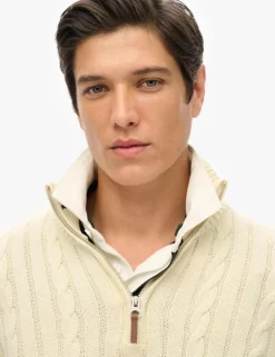 Pure Cotton Cable Half Zip Jumper