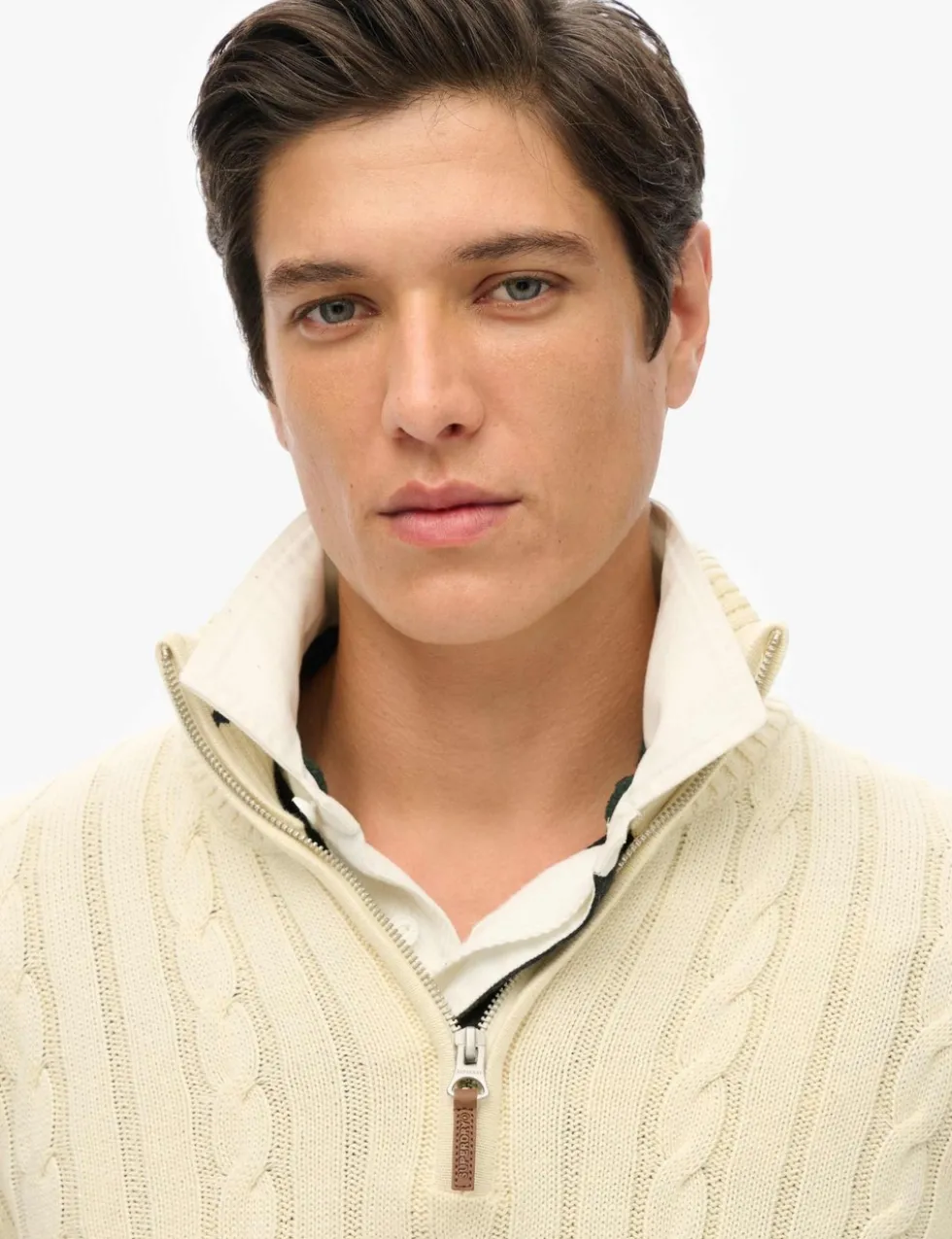 Pure Cotton Cable Half Zip Jumper