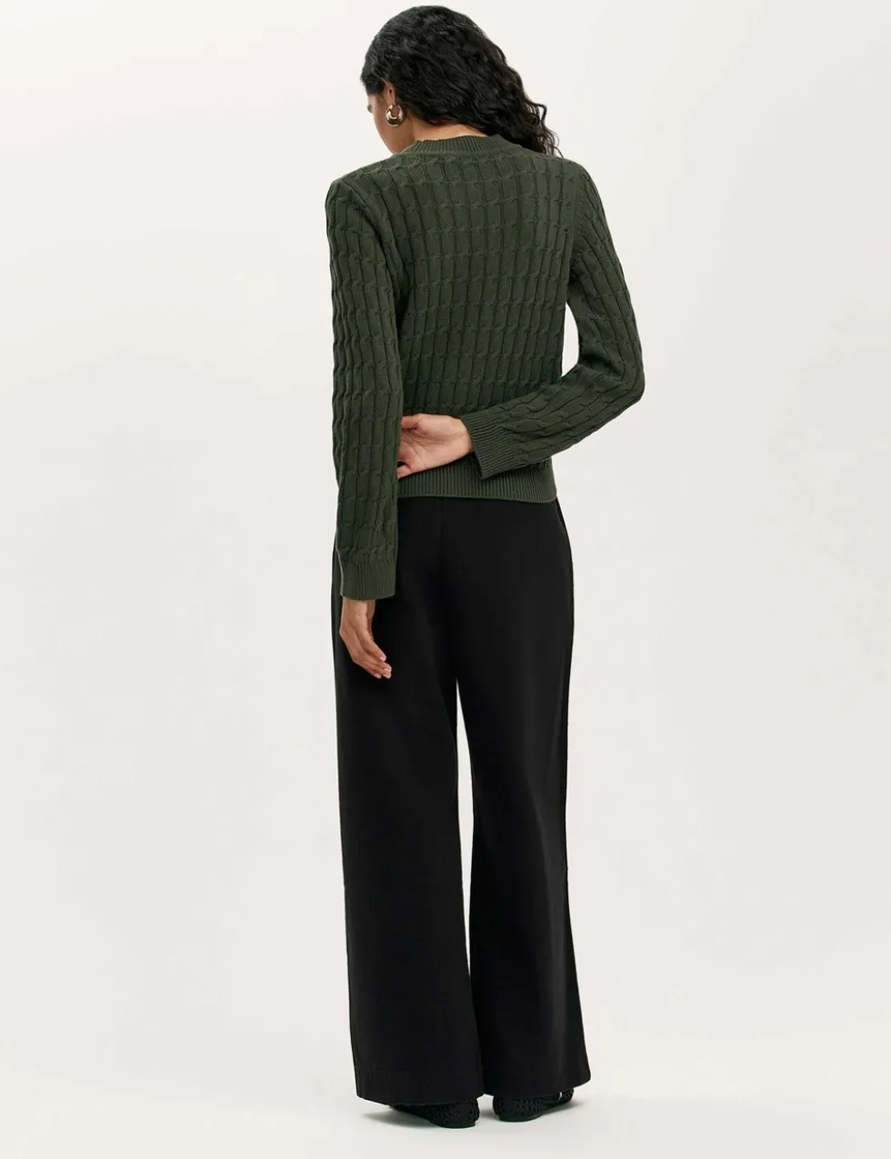 Pure Cotton Cable Knit Crew Neck Jumper