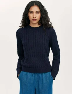 Pure Cotton Cable Knit Crew Neck Jumper
