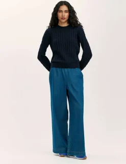 Pure Cotton Cable Knit Crew Neck Jumper