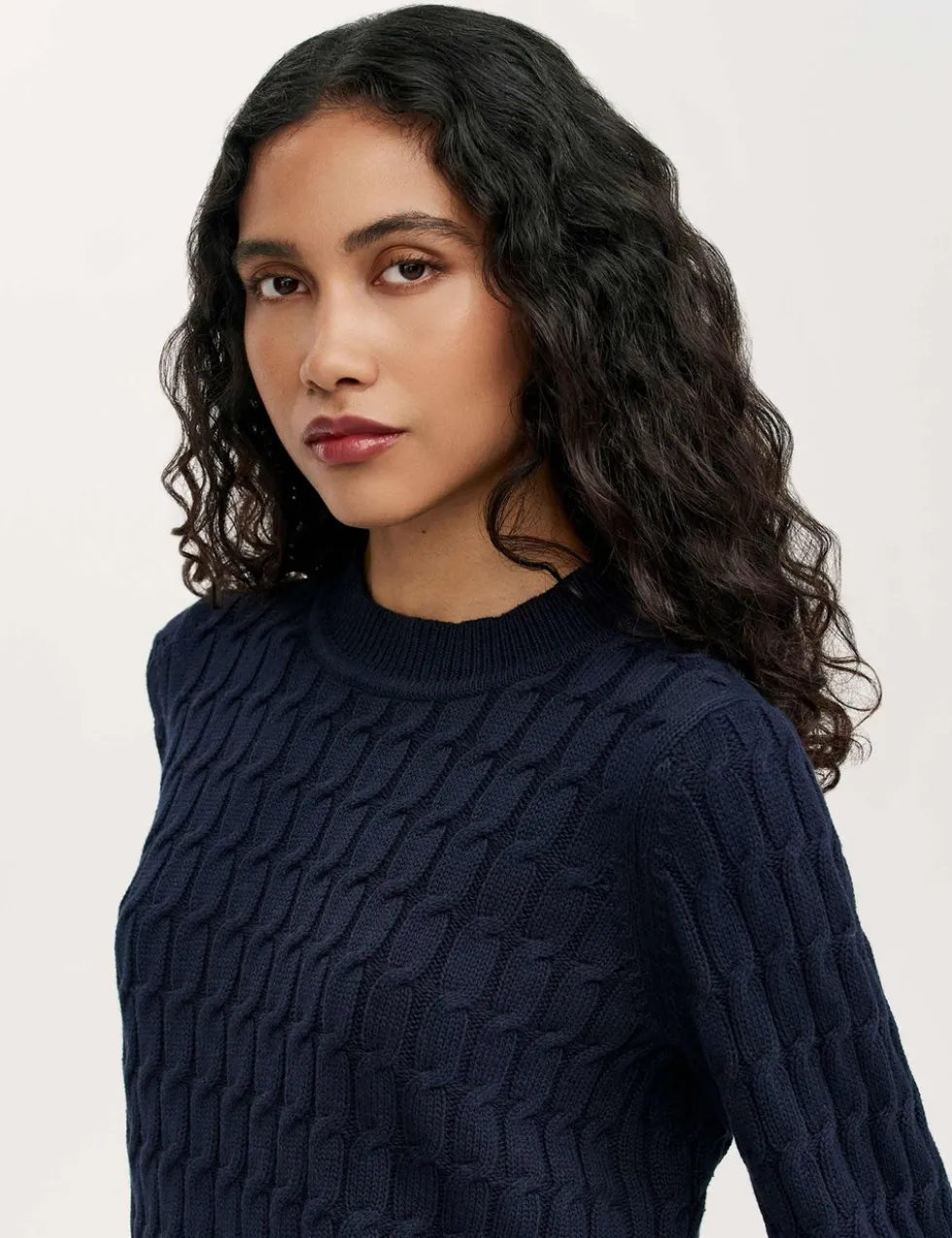 Pure Cotton Cable Knit Crew Neck Jumper