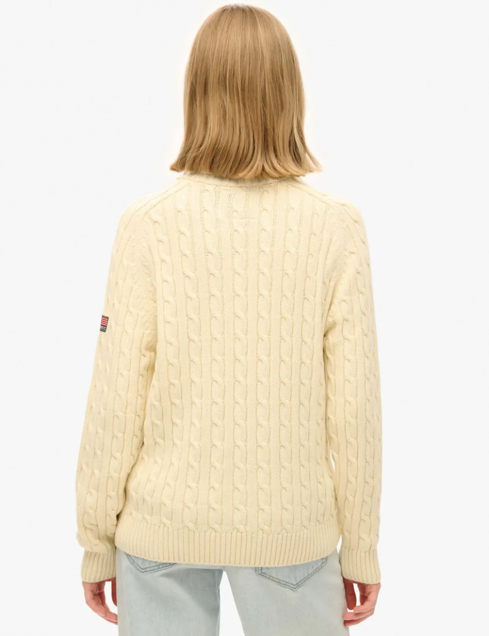 Pure Cotton Cable Knit Roll Neck Jumper