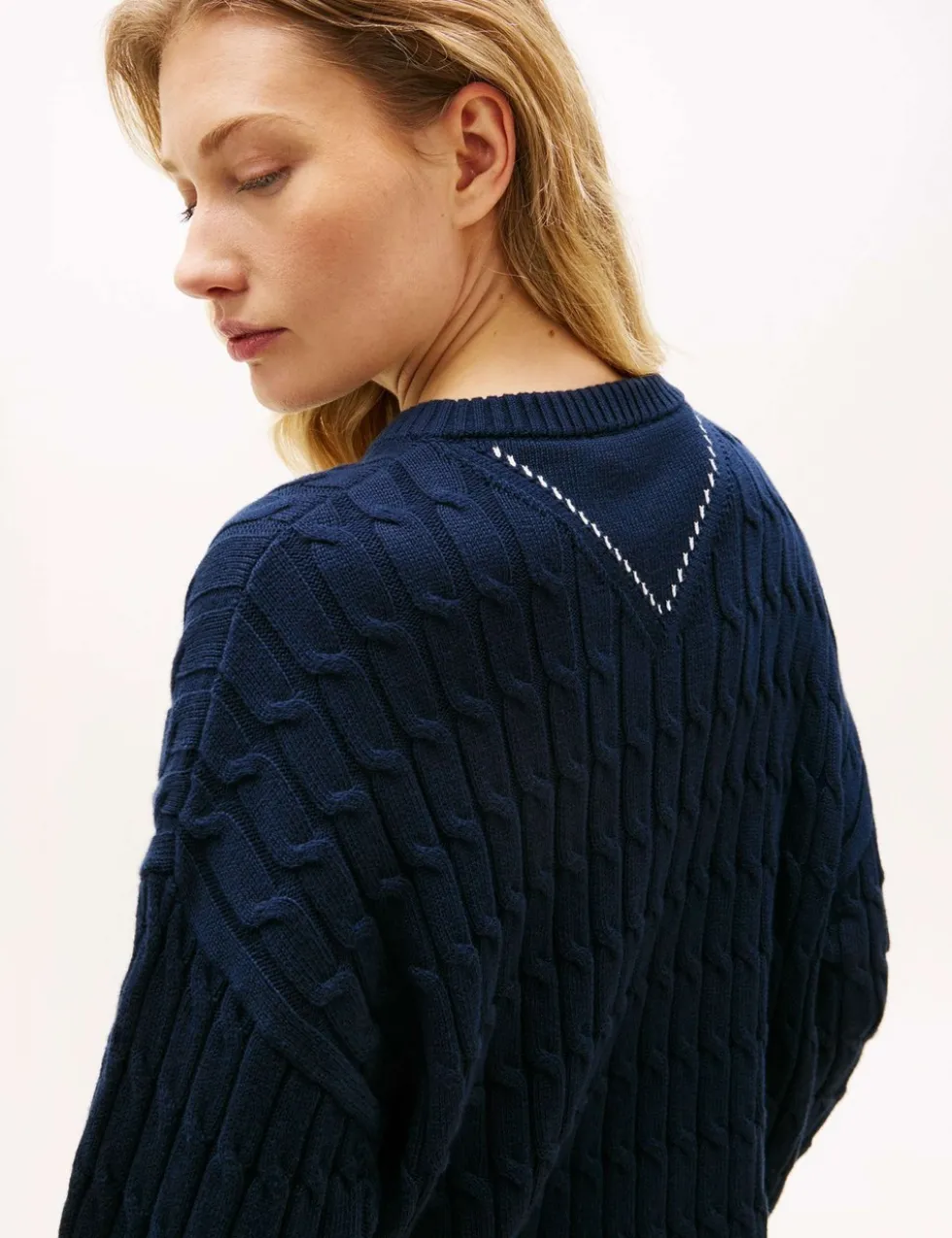 Pure Cotton Cable Knit V-Neck Jumper