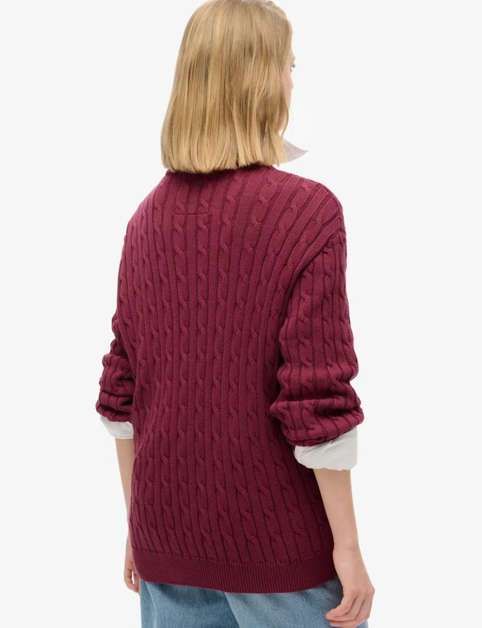 Pure Cotton Cable Knit V-Neck Jumper