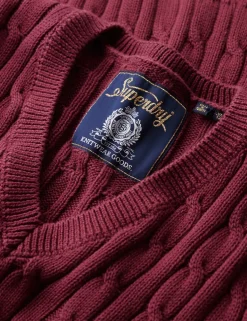 Pure Cotton Cable Knit V-Neck Jumper
