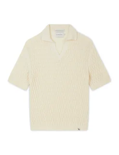 Pure Cotton Cable Knitted Polo Shirt