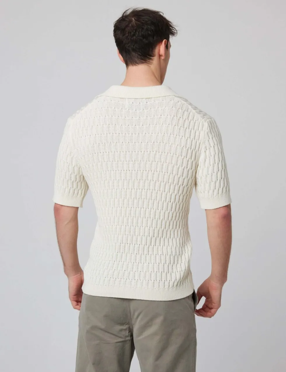 Pure Cotton Cable Knitted Polo Shirt