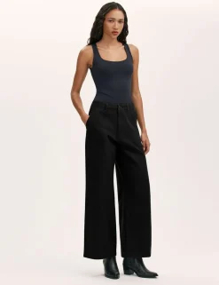 Pure Cotton Canvas Wide Leg Trousers