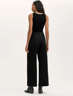 Pure Cotton Canvas Wide Leg Trousers