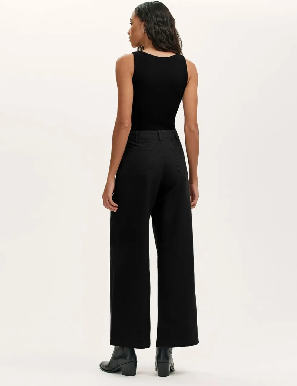 Pure Cotton Canvas Wide Leg Trousers