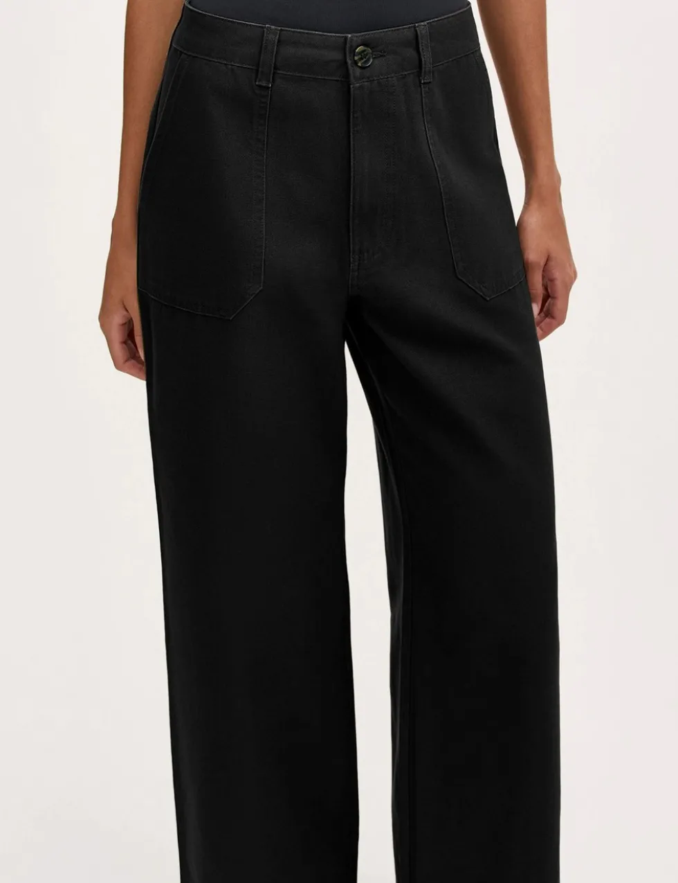 Pure Cotton Canvas Wide Leg Trousers