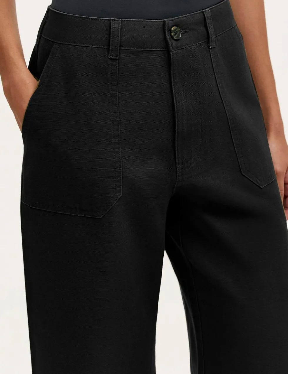 Pure Cotton Canvas Wide Leg Trousers