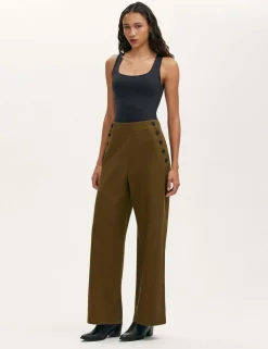 Pure Cotton Canvas Wide Leg Trousers
