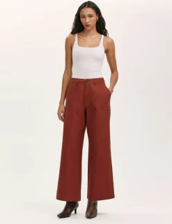 Pure Cotton Canvas Wide Leg Trousers