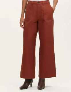 Pure Cotton Canvas Wide Leg Trousers