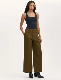 Pure Cotton Canvas Wide Leg Trousers