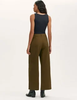 Pure Cotton Canvas Wide Leg Trousers