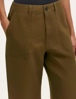 Pure Cotton Canvas Wide Leg Trousers