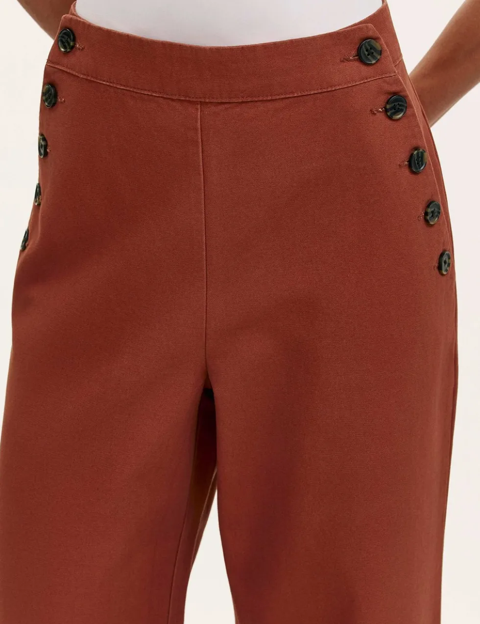 Pure Cotton Canvas Wide Leg Trousers