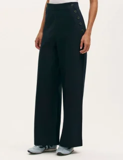 Pure Cotton Canvas Wide Leg Trousers