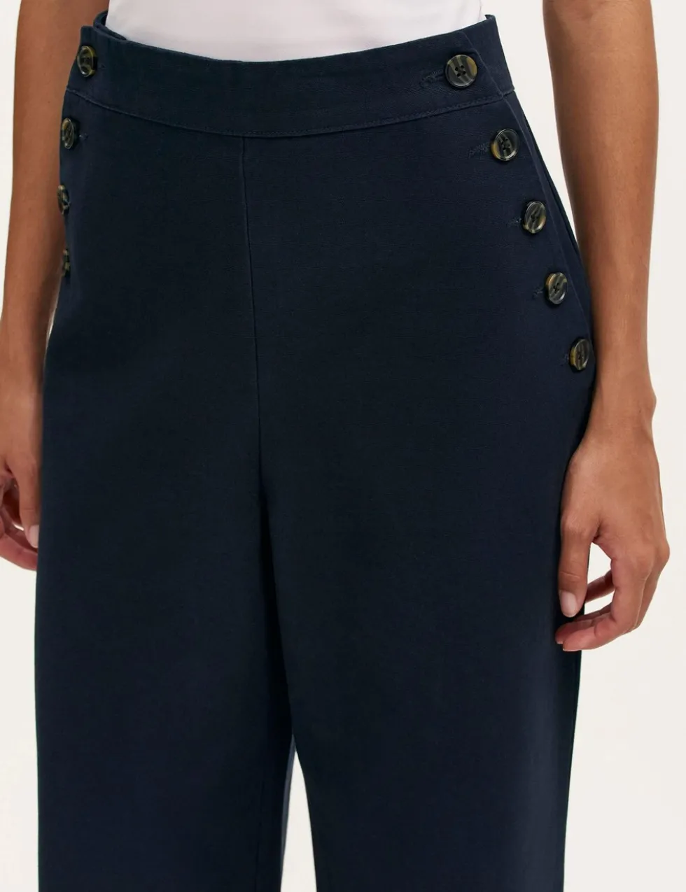 Pure Cotton Canvas Wide Leg Trousers