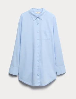 Pure Cotton Chambray Collared Nightshirt