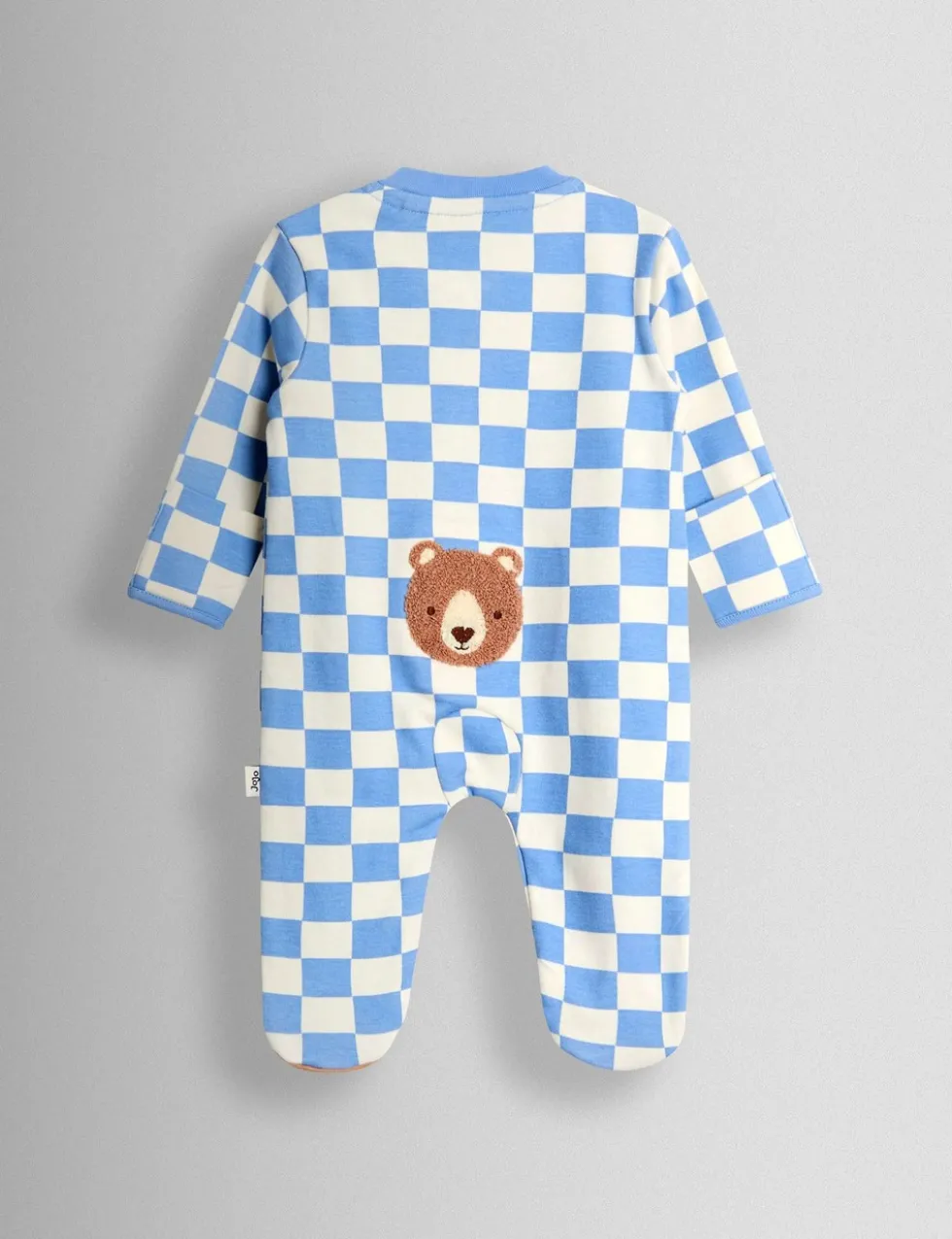Pure Cotton Checked Bear Sleepsuit (7lbs-18 Mths)