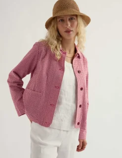 Pure Cotton Checked Collared Shacket