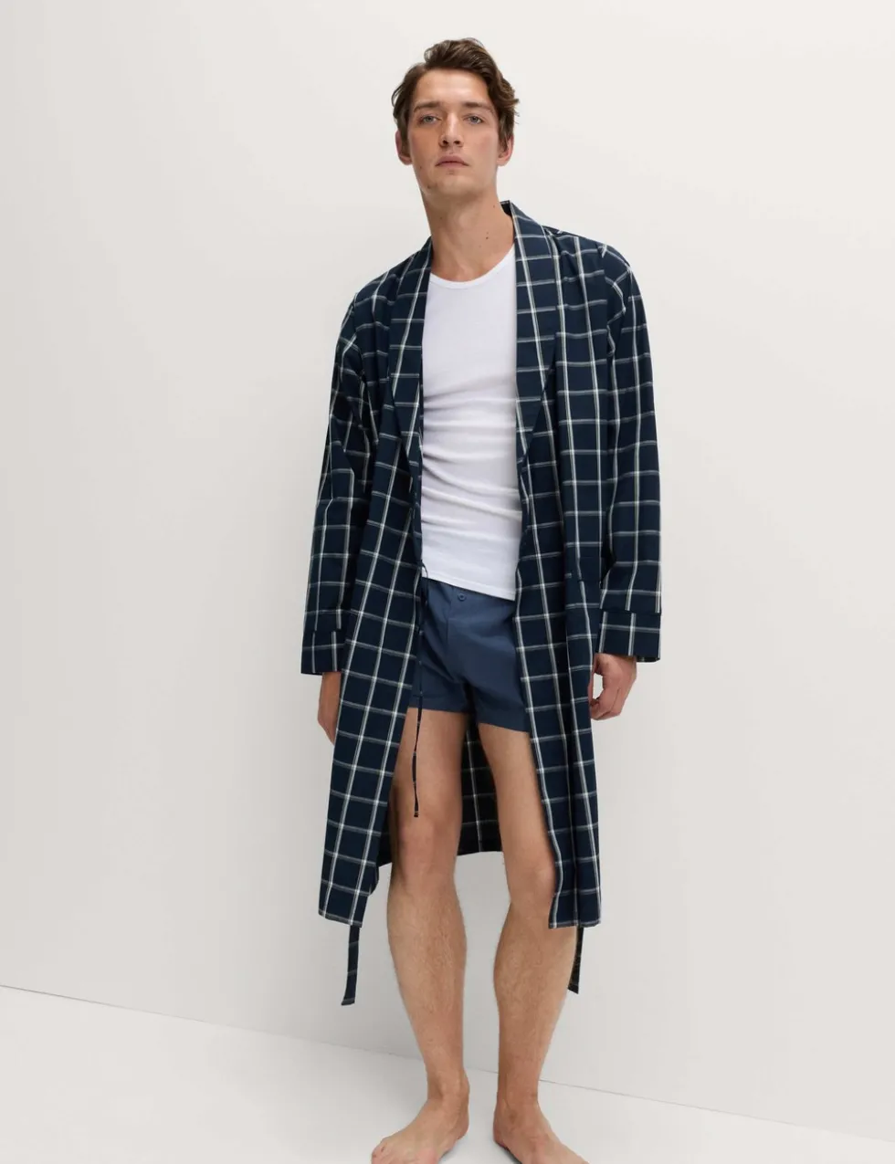Pure Cotton Checked Dressing Gown