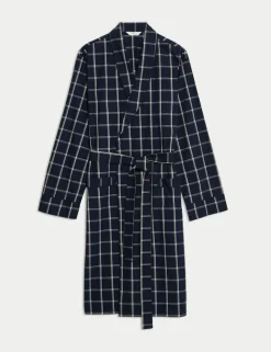 Pure Cotton Checked Dressing Gown
