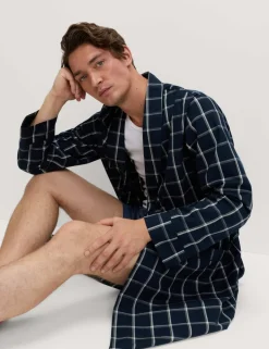 Pure Cotton Checked Dressing Gown