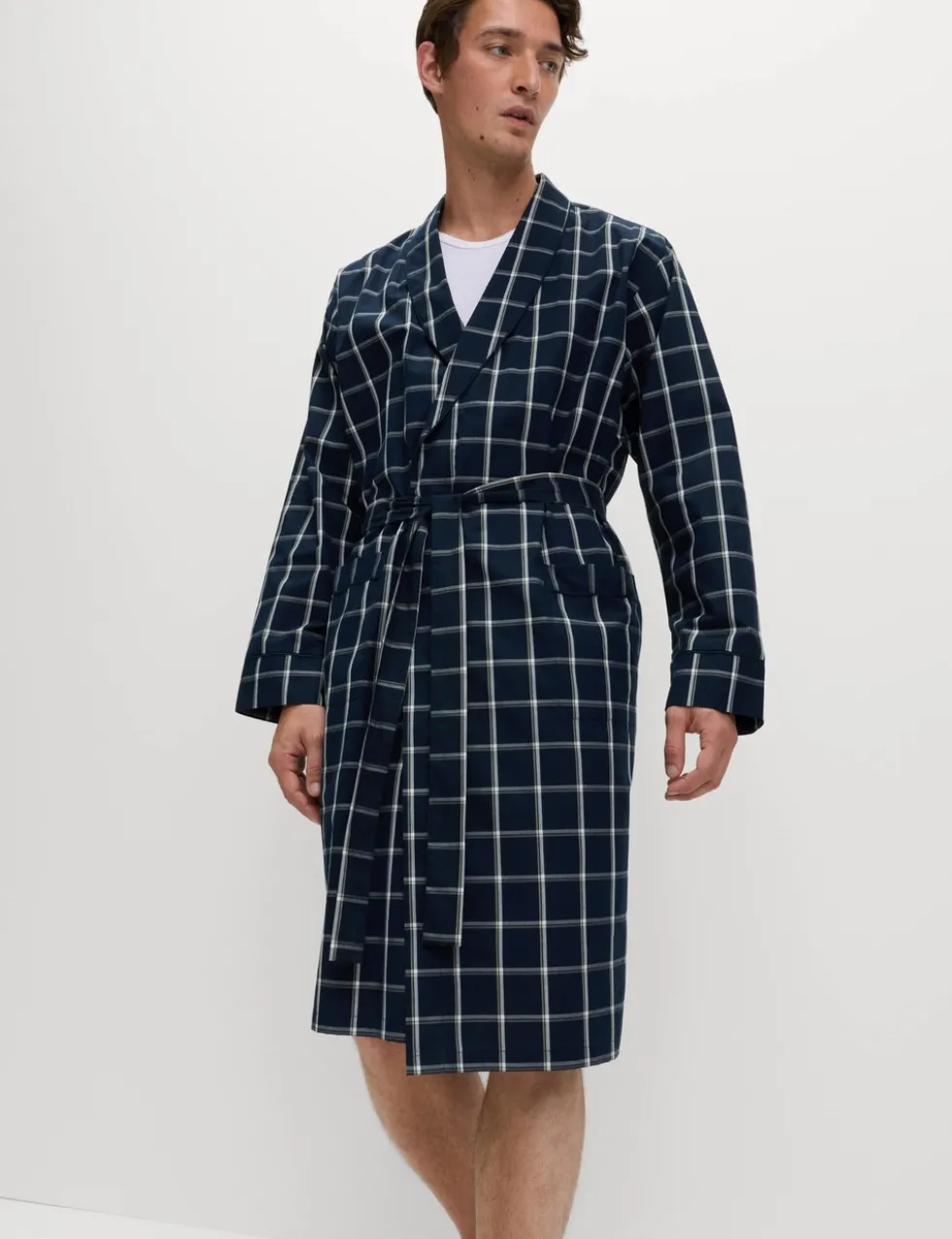 Pure Cotton Checked Dressing Gown