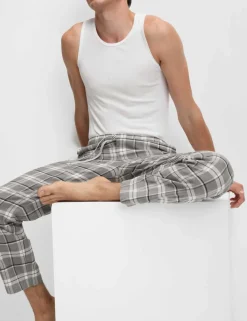 Pure Cotton Checked Loungewear Bottoms