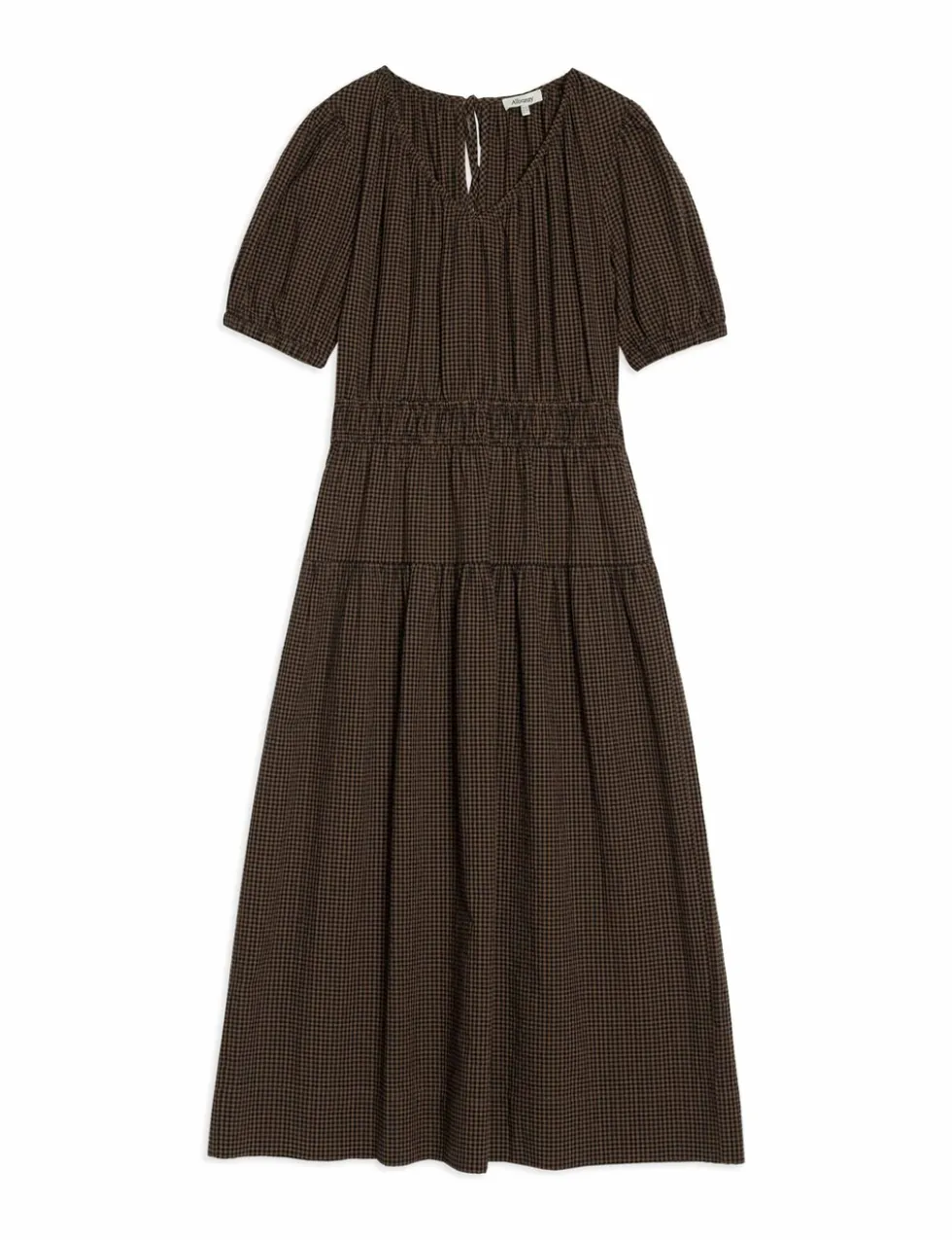 Pure Cotton Checked Midi Smock Dress