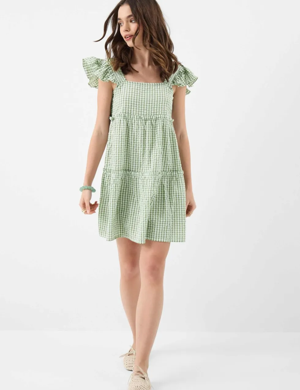 Pure Cotton Checked Mini Beach Dress